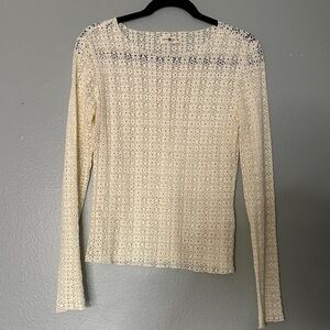 NATURAL LIFE Cream Lace Long Sleeve Top